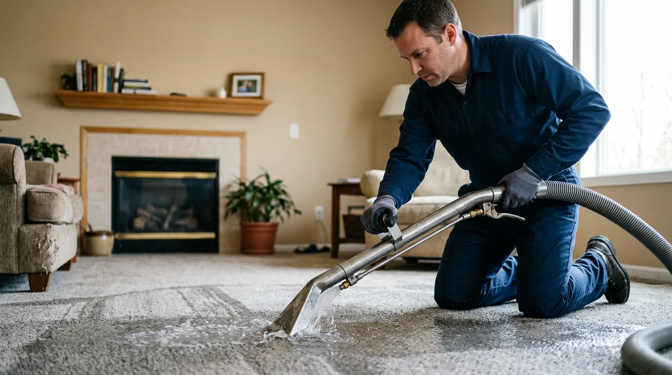 Water damage restoration technician working near New Trenton, IN